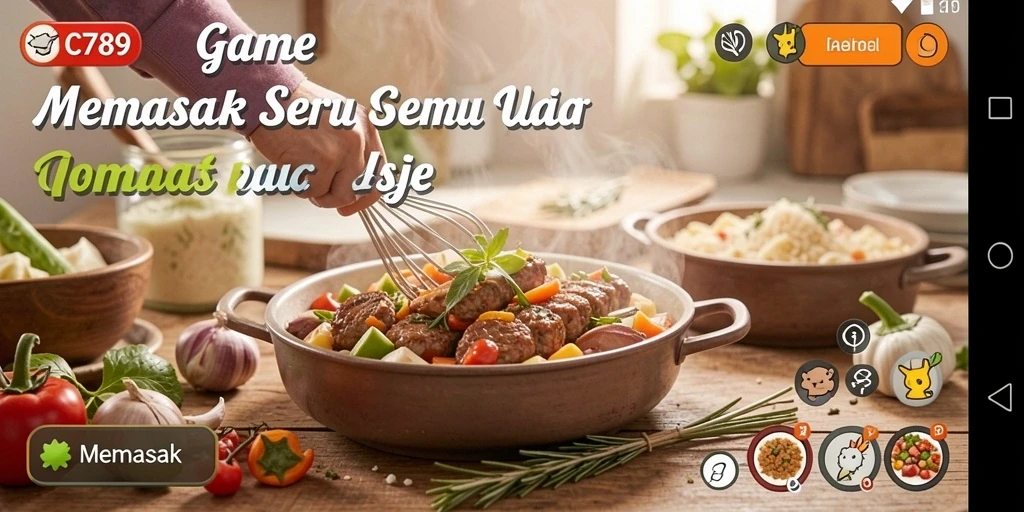 Tampilan antarmuka permainan Memasak C789 yang menarik dan intuitif.