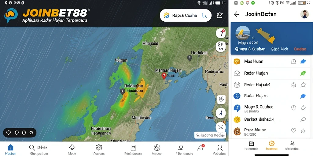 Tampilan antarmuka aplikasi JOINBET88 dengan fitur Radar Hujan.
