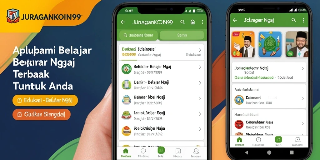 Tampilan antarmuka aplikasi JURAGANKOIN99 untuk belajar mengaji.