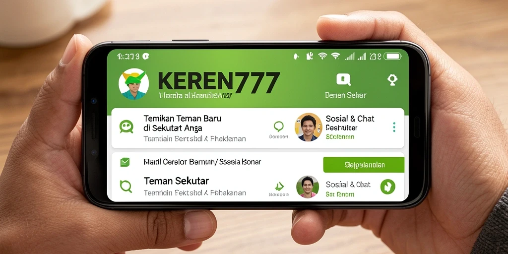 Tampilan antarmuka KEREN777 untuk menemukan teman baru.