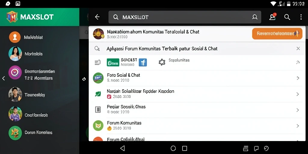 Antarmuka aplikasi MAXSLOT yang modern dan interaktif untuk Forum Komunitas.